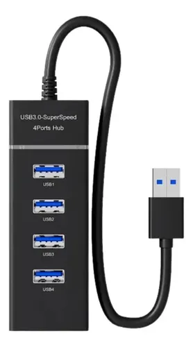 Hub Usb 3 En 1 De 4 Puertos Transferencia Datos Alta Velocid Negro