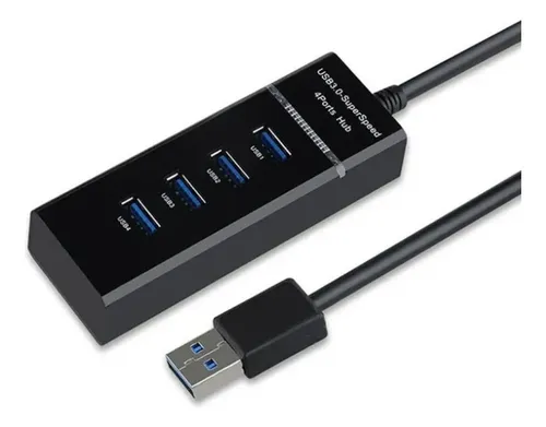 Hub Usb 3 En 1 De 4 Puertos Transferencia Datos Alta Velocid Negro — imagen 2 de 4