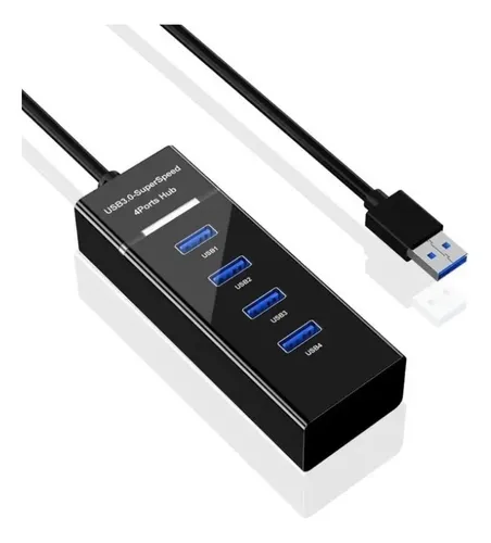 Hub Usb 3 En 1 De 4 Puertos Transferencia Datos Alta Velocid Negro — imagen 3 de 4