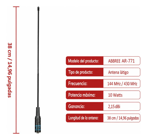 Antena Para Handy Baofeng Abbree Ar-771 Vhf Uhf Radio — imagen 2 de 10