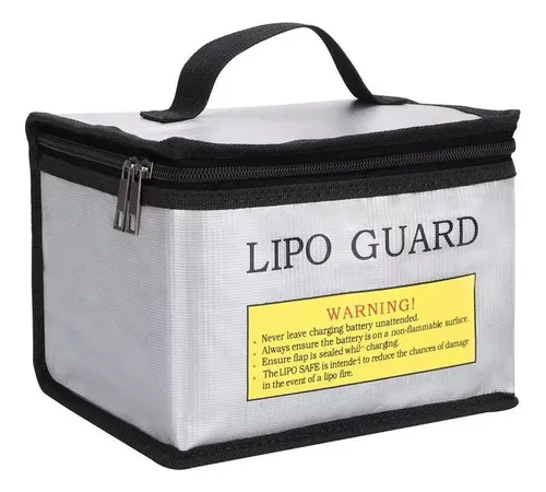 Bolsa Ignífuga Avion Grande Para Baterías Lipo 215x165x145 Gris