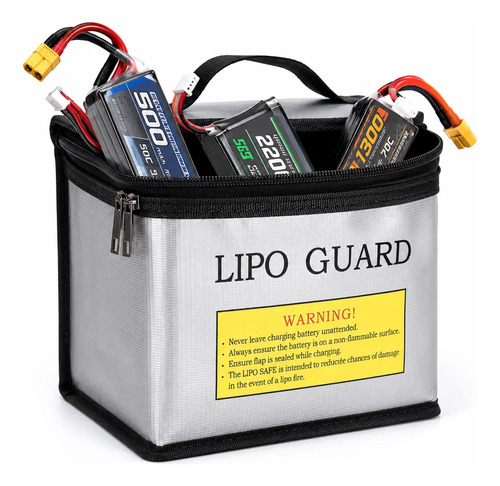 Bolsa Ignífuga Avion Grande Para Baterías Lipo 215x165x145 Gris — imagen 2 de 6