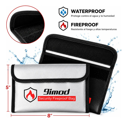 Bolsa Ignífuga Baterías Lipo Rc Dinero Documentos 13x18,5cm Negro — imagen 2 de 6