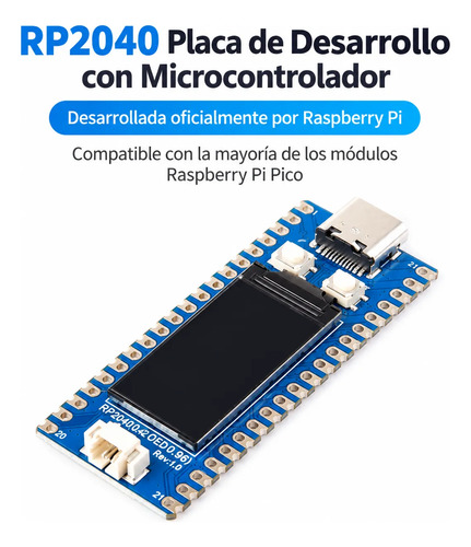 Placa Rp2040 Con Pantalla Desarrollo Usb-c Raspberry Pi Pico — imagen 4 de 7