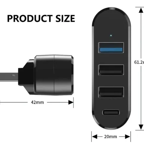 Hub Usb 3.0 4 Puertos Giratorio Para Notebook Pc Laptop Negro — imagen 3 de 6