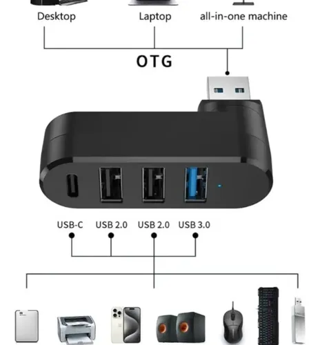 Hub Usb 3.0 4 Puertos Giratorio Para Notebook Pc Laptop Negro — imagen 5 de 6