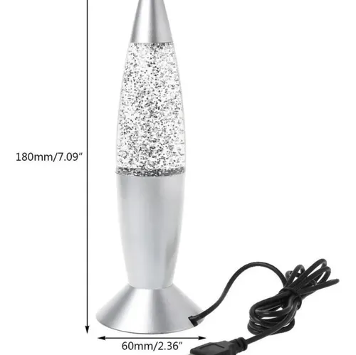 Lampara De Lava Led Con Purpurina Conexión Usb Plata — imagen 5 de 10