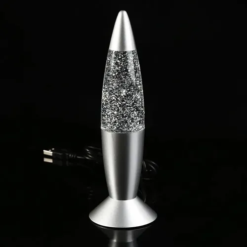 Lampara De Lava Led Con Purpurina Conexión Usb Plata — imagen 9 de 10