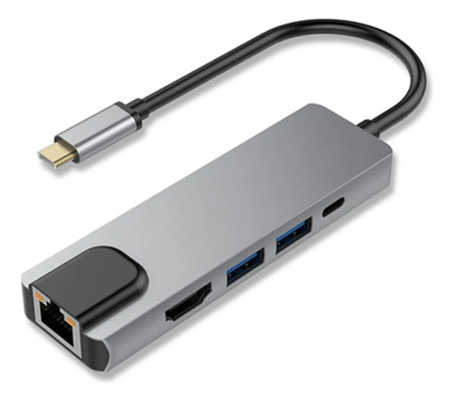 Adaptador Multipuerto Usb C 5 En 1 Hdmi Rj45 Usb 3.0