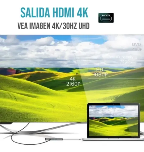 Adaptador Multipuerto Usb C 5 En 1 Hdmi Rj45 Usb 3.0 — imagen 3 de 3