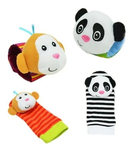 Medias + Babero Muñequeres Para Bebe 4 Piezas Estimular Bebe Blanco/negro Rayas 3-6 M — imagen 5 de 5