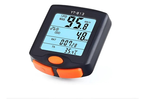 Velocimetro Odometro Para Bicicleta Computadora Agua Luz Avs Negro/naranja