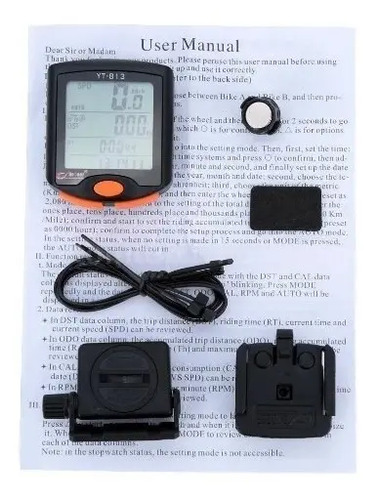 Velocimetro Odometro Para Bicicleta Computadora Agua Luz Avs Negro/naranja — imagen 5 de 8