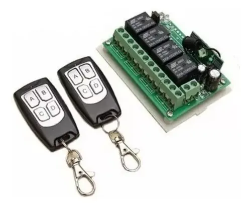 Receptor Inalambrico 433mhz 4 Canales + 2 Controles Porton