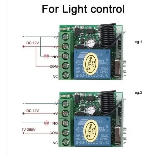 Kit Llave Inalambrica Luces 12v 433mhz 1 Canal + 1 Control — imagen 4 de 4