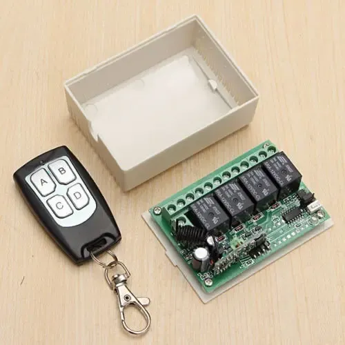 Receptor Inalambrico 12v 433mhz 4 Canales + 2 Control Remoto Negro Y Verde — imagen 2 de 5