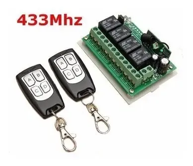 Receptor Inalambrico 12v 433mhz 4 Canales + 2 Control Remoto Negro Y Verde — imagen 5 de 5