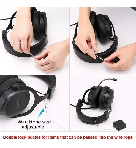 Cable Retractil Seguridad 1 Metro Auriculares Notebook Cel — imagen 2 de 3