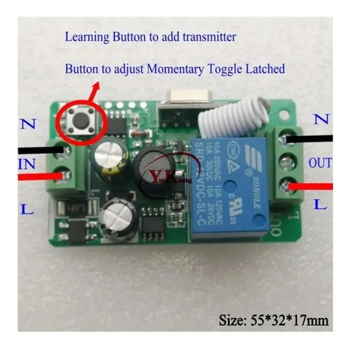 Llave Interruptor Inalambrico Luz Escalera 433mhz Boton — imagen 3 de 4